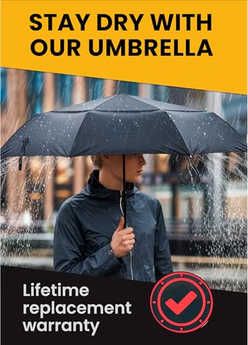 Raintrend Windproof Travel Umbrellas for Rain Automatic +10% Bigger Canopy Strong Frame Compact Folding Portable Umbrella for Women Men Backpack Purse - color: A1 Black&Black1