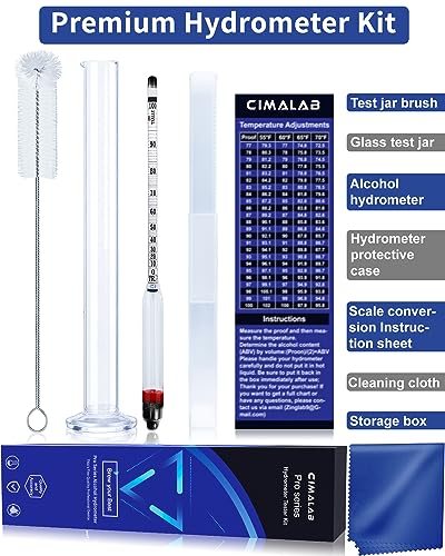 CIMALAB Hydrometer Alcohol Meter Kit, Hydrometer Alcohol 0-200 Proof & Tralle with Hydrometer Test Jar, Alcohol Proof Tester Hydrometer, Alcohol Tester for Liquor/Moonshine/Spirits/Proofing/Distilled