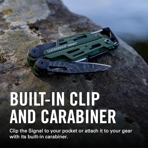 LEATHERMAN Signal 19-in-1 Multi-Tool, Topographical Print | Ferrocerium Fire Starter, Emergency Whistle & Diamond Sharpener, Camping & Survival, Topo Print Design, Made in USA - color: Topographical Print
