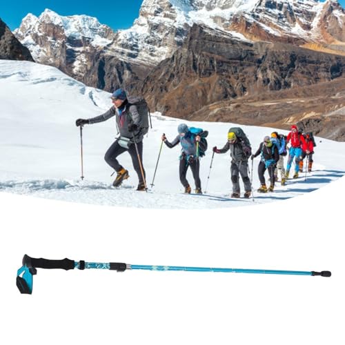 Adjustable Collapsible Trekking Pole – Lightweight Aluminum Alloy Hiking Walking Stick with Quick Lock for Adults & Seniors, Foldable - color: Blue