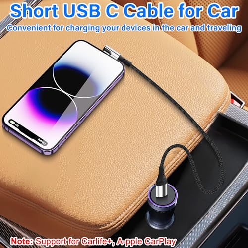 Short USB Type C Charging Cable Right Angle USB C Short Cable 6A Fast Charging Cord 90 Degree Type C Charger Cable for Car Cell Phone Tablet and USB C Devices 9.8in (Right Angle C to C) - style: Right Angle C to C