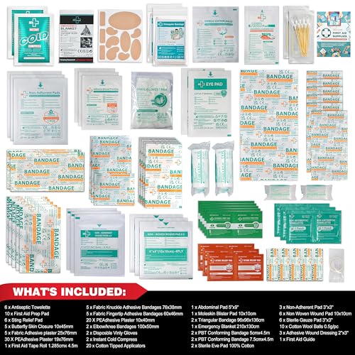 General Medi 160 Piece First Aid Kit Bag Refill Kit - Includes Instant Cold Pack, Bandages,Emergency Blanket, Moleskin Pad, Gauze - Extra Replacement Medical Supplies for First Aid