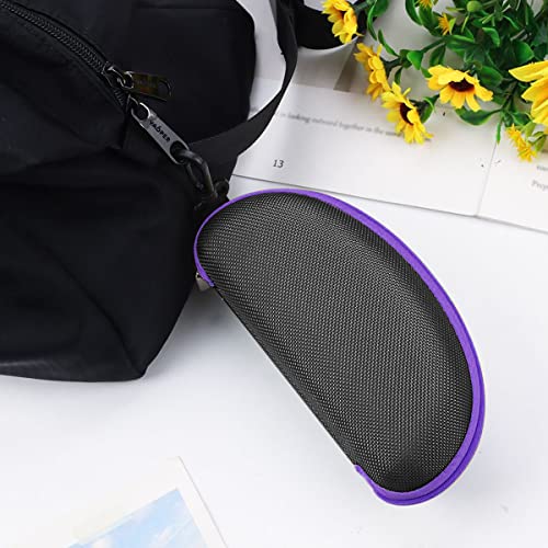 3pcs Zipper Hard Shell Sunglasses Case and Eyeglasses Case Portable Travel Glasses Case with Plastic Hook - color: Purple