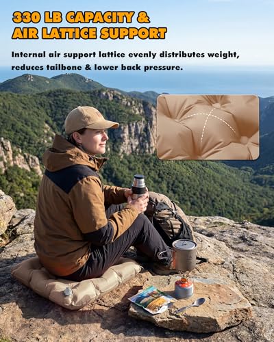 Inflatable Seat Cushion & Lumbar Support Lightweight TPU Non-Slip - color: Brown