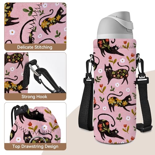 RICHEN Neoprene Water Bottle Carrier Bag with Adjustable Shoulder Strap,Insulated Water Bottle Cover for Stainless Steel/Glass/Plastic Bottles - color: BC-51, size: 500ml