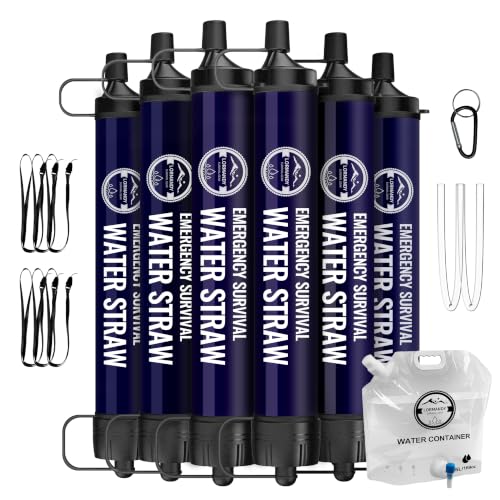 Emergency Water Filter Straw, 6-Pack, Essential Portable Survival Gear for Hiking, Camping, Fishing,Personal Travel Accessories for Clean Drinking Water - size: 6PCS