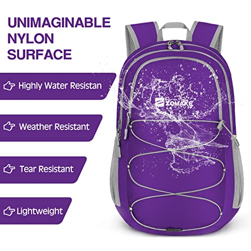 ZOMAKE Lightweight Packable Backpack, Water Resistant Foldable Daypack 28L - color: Purple, size: 28L