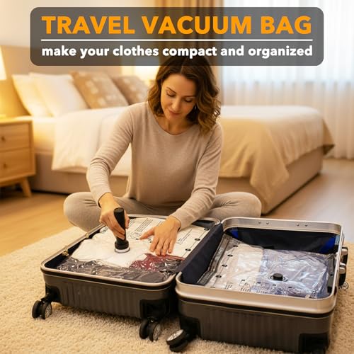 SpaceAid Travel Vacuum Bags for Luggage with Electric Pump, 21 Pack Vacuum Seal Bags for Clothing Travel, Space Saver Compression Bag for Backpack and Suitcase - size: 21 Combo Travel Size