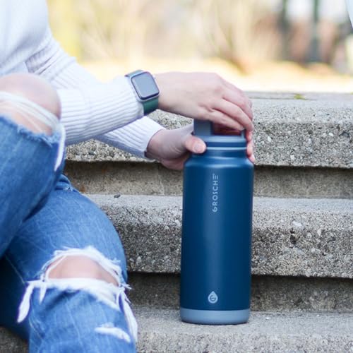 GROSCHE Alpine Flip N Sip Insulated Bottle with Straw, Mountain Blue, 40 oz - color: Mountain Blue, size: 40 Ounces
