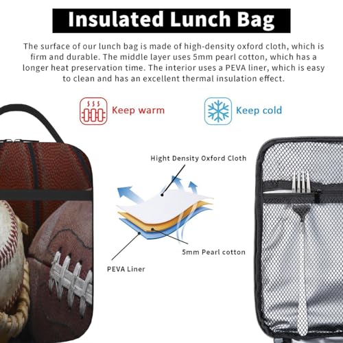 Pardick Worn Baseball Tote Lunch Box Insulated Lunch Bag Tote Cooler Freezable Meal Prep Bag Waterproof Leakproof Cooler Lunch Container For Picnic Office - color: Baseball 4