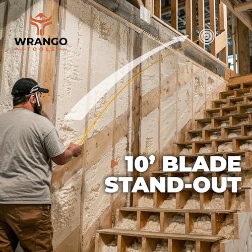 Wrango Tools Tape Measure 16 FT - Measuring Tape Retractable - Oversized & Double-Sided Print - Blade Lock, Finger Brake - High Performance Nylon Coating, 10' Stand-Out - 13' Reach / 1-1/16" Blade - size: 16 FT