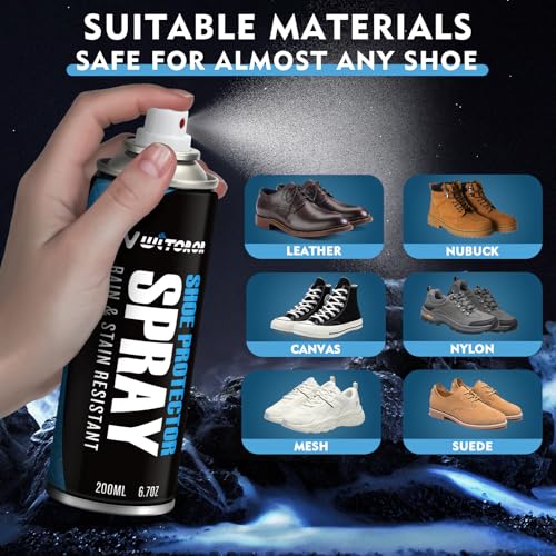 WITOROR Shoe Protector Spray, Rain & Stain Waterproof Nano Protection, Waterproof Spray for Shoes, Suede, Sneaker, Nubuck, Leather & Canvas 6.7Oz