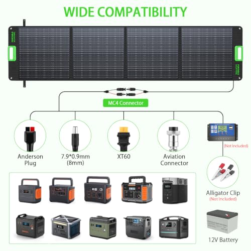 1000W Portable Power Station with 200W Solar Panel for Outdoor Emergency - color: Dark Green