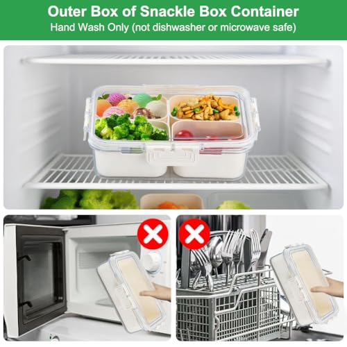 Small 4 Compartment Snackle Box Container Clear Snack Box with Lid | 3 Pack Mini Snacklebox for Veggie, Candy, Fruits, Nuts, Charcuterie, Travel & Picnics & Office Lunch - color: 3 pack 4 compartment divided snackle box container