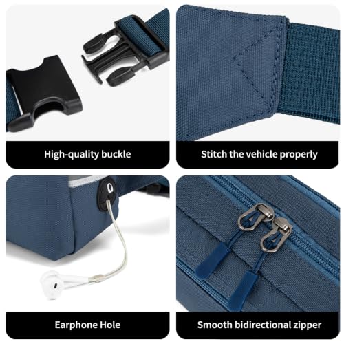 Mini Hiking Waist Bag, 3-Pocket 1.7L RFID Blocking Fanny Pack for Men Women - color: Blue