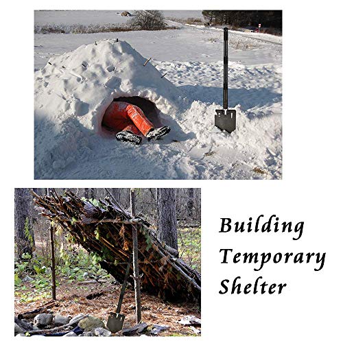 iunio 28in Survival Shovel Multitool with 17in Camping Axe & Carrying Bag, Military Entrenching Tool with Pickaxe, Collapsible Spade for Car Emergency Off-Road Trenching Gardening Snow - size: 28in Shovel+ 17.7in Axe