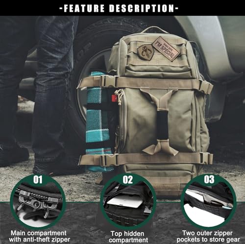 3-in-1 Gym Bag Duffle Bags Backpack - Travel Bag with Shoes Compartment - color: Coyote, size: 25L