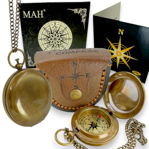 Brass Compass Gift – Push Button Compass Keepsake Gift for Son, Boys, Men, Graduation Gift, Birthday Gift Idea, Inspirational Motivational Gift for Him, Unique Gift Idea, Collectible Desk Decor - style: Brass Compass Gift – Antique Edition 2
