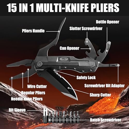 RoverTac Multitool Knife Tool Set for Dad Gift, 15-in-1 Multitool Knife, Tactical Pen, Whistle in a Premium Gift Box with BEST DAD EVER, Gifts for Dad for Birthday Christmas Valentine Father's Day - style: BEST DAD EVER