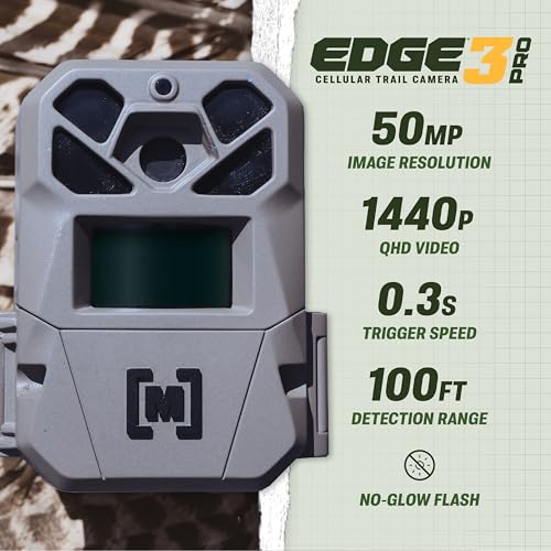 Moultrie Edge 3 PRO Cellular Trail Camera - 50MP Image Sensor - 1440p QHD Video with Audio - AI Buck Detection - GPS - 0.3s Trigger - No-Glow Flash - size: 1 Pack + Battery