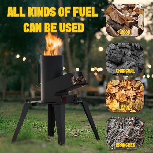 ONLYFIRE GRILLS 3-in-1 Rocket Stove Combo with Stand, Camp Stove GS345 | Including BBQ Grate, Griddle, Pot Rack, Portable Wood Burning Stove for Outdoor Cooking Patio Barbecue Camping RV Tailgating - style: GS345 WITH STAND