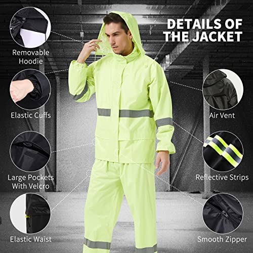 Rain Suits for Men Women Waterproof, Breathable Rain Coats with Eye-Catching Reflective Strip, Durable Rain Gear - color: Yellow, size: Medium