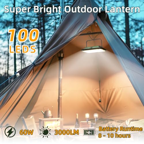 3000LM Camping Lights, Rechargeable Camping Lantern for Power Outages, - size: X-Large