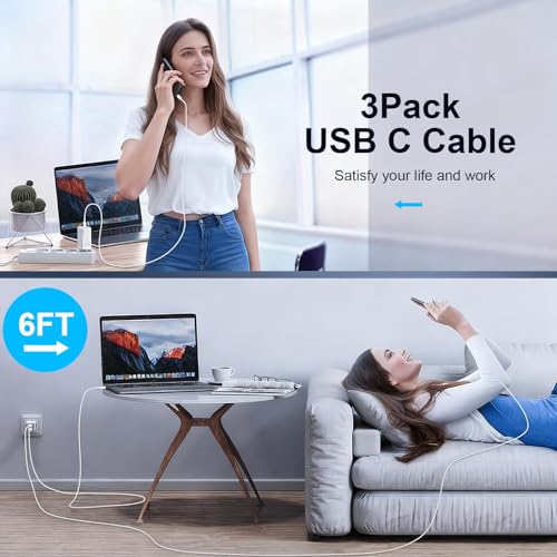 6FT USB A to USB C Cable, 3Pack Type C Charger Cord for iPhone 17/16/15 - size: 6FT