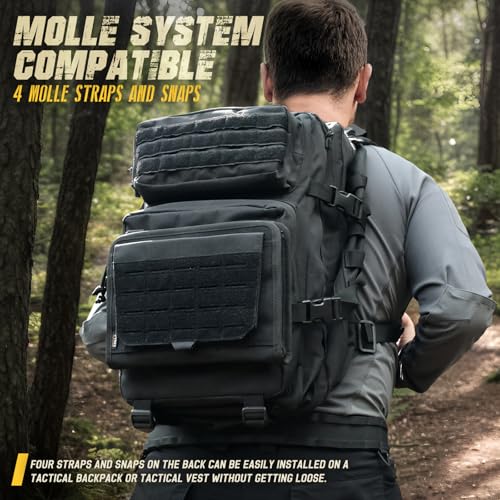 WYNEX Tactical Molle Admin Pouch, Laser-Cut, EDC Organizer Tool Pouch | Utility Organizer EDC Medical Bag, EDC Pocket Modular Pouch, Tactical Accessories EDC Pouch, Include U.S Patch - color: Black (upgrade)