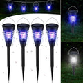 Qualirey 4 Pack Solar Bug Zapper & Mosquito Killer Outdoor Waterproof Cone-Shaped LED Light Mosquito Repellent for Patio, Garden, Yard, Camping - Hanging/Insertion Design (White & Purple Light) - color: White & Purple Light