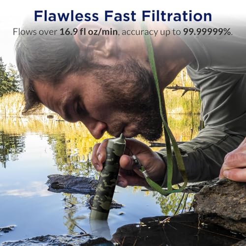 Membrane Solutions Personal Water Filter Straw S1 - color: Camo, style: 6 Pack