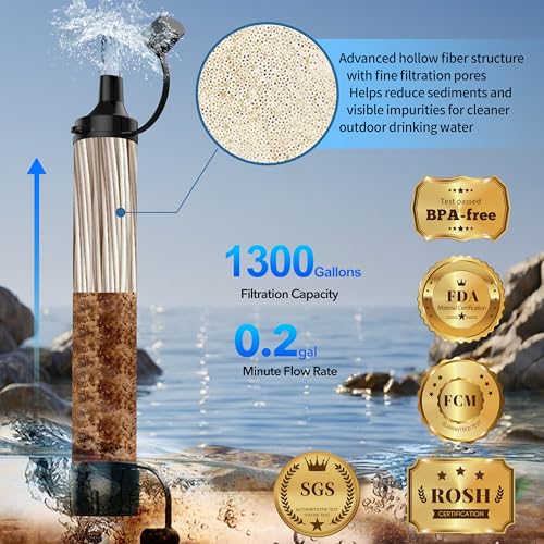 Outdoor Portable Emergency Water Filter Straw, 3-Pack for Hiking Camping Fishing, Survival Gear Purification System, Personal Travel Accessories - size: 3PCS