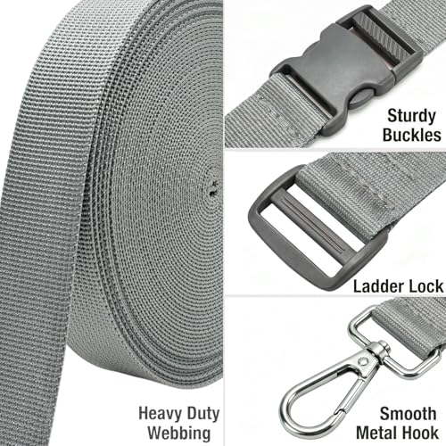 1" x12YD Heavy Duty Nylon Webbing Strap DIY Kit - color: Gray