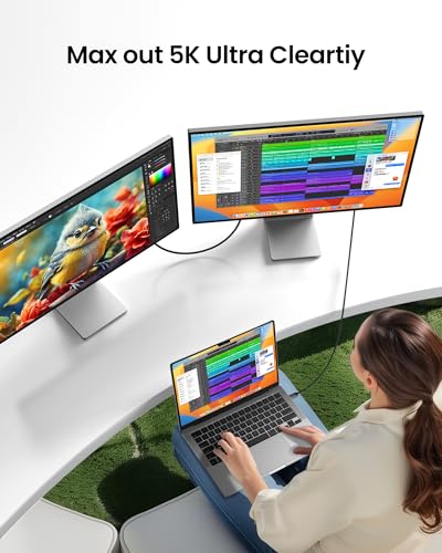 Silkland 20Gbps USB 4 Cable Long, 5K/4K@60Hz, 240W PD 3.1, 16.5FT/5M | 48-Strand Braided, Braided USB C Monitor Cable Compatible for Thunderbolt 4/3, MacBook, iPhone 17, VR Headset - size: 16.5FT