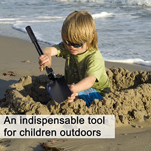 Military Small Folding Camping Shovel, Mini Compact Pickaxe with Carrying Pouch for Gardening, Off Road, Hunting, Car Emergency, Remove Ice (Black) - color: Black