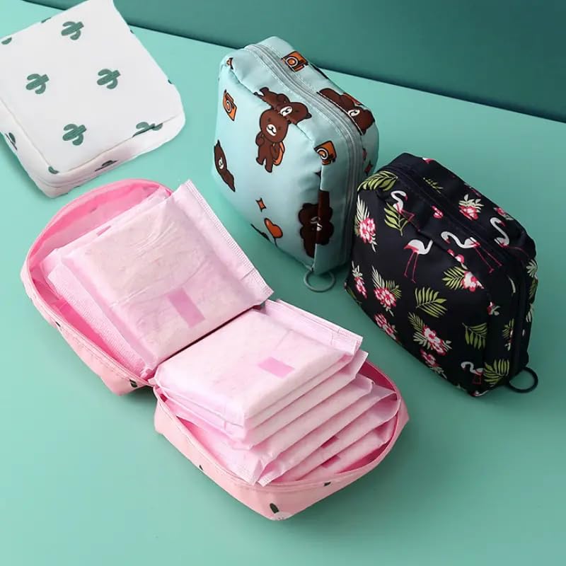 Sanitary Napkin Storage Bags, Reusable Tampon Organizer Pouch With Zipper, Portable Sanitary Bags for Feminine Products, Washable-Black - color: Black