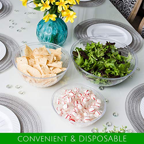 PLASTICPRO Disposable 48 Ounce Round Crystal Clear Bowls with Lids Pack of 2 Sets - size: 48 OUNCE