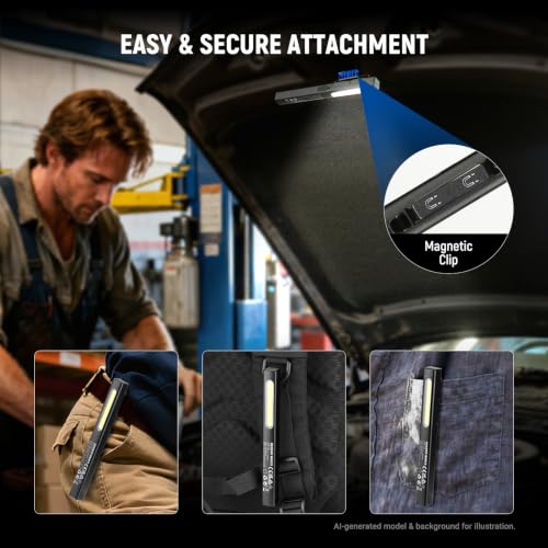 NEEWER BASICS 2 in 1 EDC Flashlight with Side COB Floodlight, 5W 388lm Mini Handheld Pocket LED Pen Flash Light with 400mAh Rechargeable Battery, Magnetic Clip On for Repair Camping Emergency Use, G32 - style: 2 in 1 EDC Flashlight