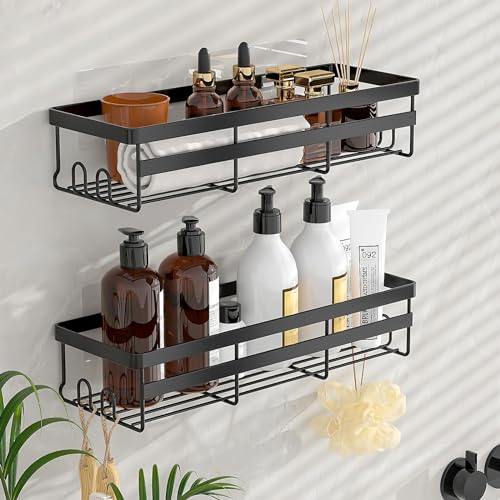 WOWBOX 2 Pack Adhesive Shower Caddies, No Drill Bathroom Shelves, Large - size: Large