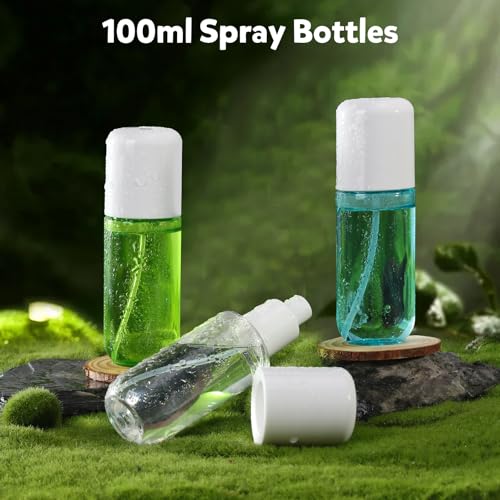 Bynccea Small Spray Bottle Travel Size 3.4oz/100ml Plastic Mini Bottle Set - Fine Mist Mini Empty Spray Bottles - Refillable Spray Bottles for Cleaning Solutions, Perfume, Liquid Cosmetics - color: Blue&Green
