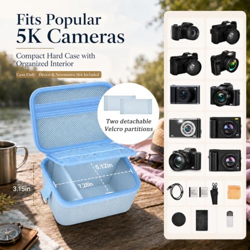 Comecase Large Travel 4K Vlogging Camera Case for Duluvulu/for AUREAPIX | Outdoor Camera Storage with 2 Dividers and Mesh Pocket, for Vloggers and Content Creators, Trip Ready, Blue - Case Only - color: Blue, size: L