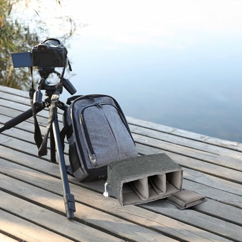 Koolertron Waterproof DSLR Camera Bag with Removable Insert, Adjustable Compartments, Fits in Camera Bags - Protective Case for DSLR/SLR Cameras & Accessories - color: Gray Green