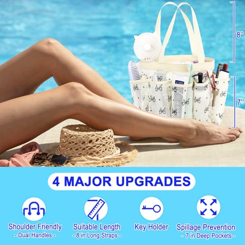 Fammart Mesh Shower Caddy Portable for College Dorm Room Essentials, Odorless Polyester Large Shower Tote Bag with Dual Handles, 8-Pocket Quick-Dry Toiletry Organizer for Travel, Beach, Camping, Gym - color: Multiple Pockets, 1 Pack - Black Butterfly
