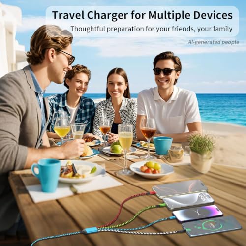 Travel 4 in 2 Charging Cords, USBA/C Multi Charging Cords 2 Pack 6FT | Dual Type C Universal Charging Cables for All Devices,iPhone Charger Cord for iPhone Series/Galaxy/Tablets/PS - color: Multicolor