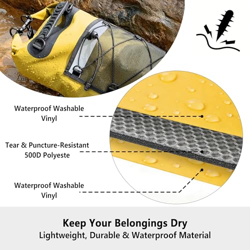SHENDU 20L Waterproof Dry Bag - Roll-Top Backpack w/Waterproof Phone Case for Kayaking, Hiking, Camping, Boating, Beach Unisex (Yellow) - color: Yellow
