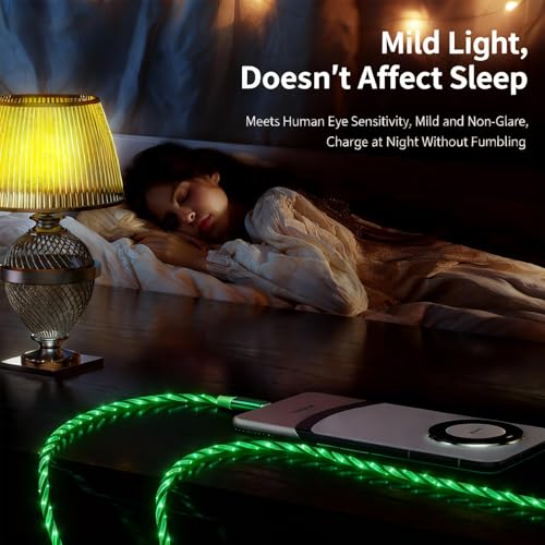 USB Cable PD Fast Charger Lighted Up (USB C TO C Starry Green)Mobile phone data cable, charging cable, supports data transfer, 39-inch, TPE material, compatible with almost all Type-C devices - color: USB C TO C Starry Green