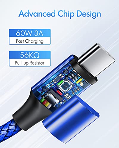 etguuds USB C to USB C Cable 3ft, 2-Pack 60W C to C Cable Fast Charging | for iPhone 17 16 15 Pro Max Plus Air, Samsung Galaxy S26 S25 S24 S23, USBC iPad MacBook Charger Cord Type C, Pixel, Blue - color: Blue, size: 3ft