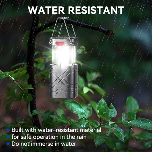 LETMY 4 Pack Camping Lantern, Rechargeable LED Lanterns, Solar Lantern Battery Powered Hurricane Lantern Flashlights with 3 Powered Ways & USB Cable for Emergency, Power Outage, Hurricane Supplies - style: Silvery