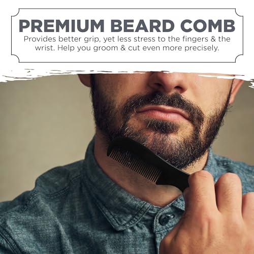 Mustache & Beard Scissors for Men – Stainless Steel Grooming Kit with Comb & Travel Case – Sharp Facial Hair Trimming Tool for Mustache, Beard, Nose & Eyebrows - color: Multi