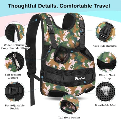 Pawaboo Pet Front Carrier Backpacks for Small Medium Dogs - color: AA-Camo, style: Extra Large (Pack of 1)
